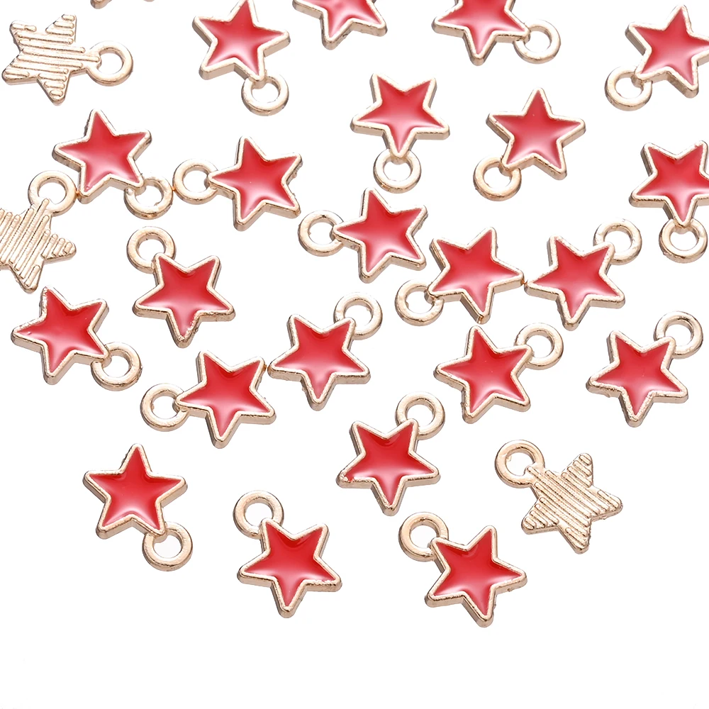 10/50pcs Multicolor Alloy Enamel Star Charms for DIY Jewellery
