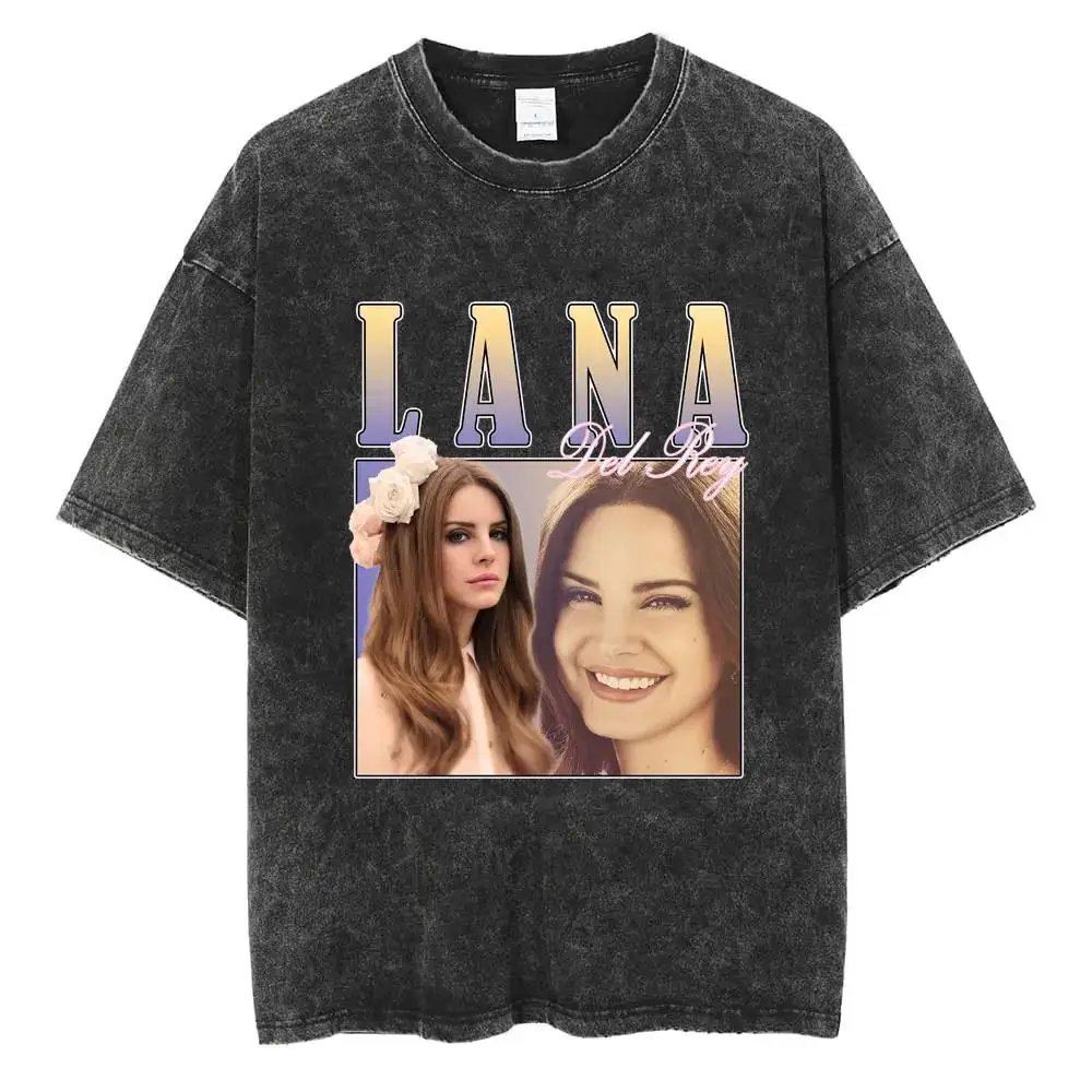 Vintage Washed Lana Del Rey Pure Cotton T Shirt Men Women High Quality Oversized  Short Sleeve T-shirts Cotton Tees Streetwear