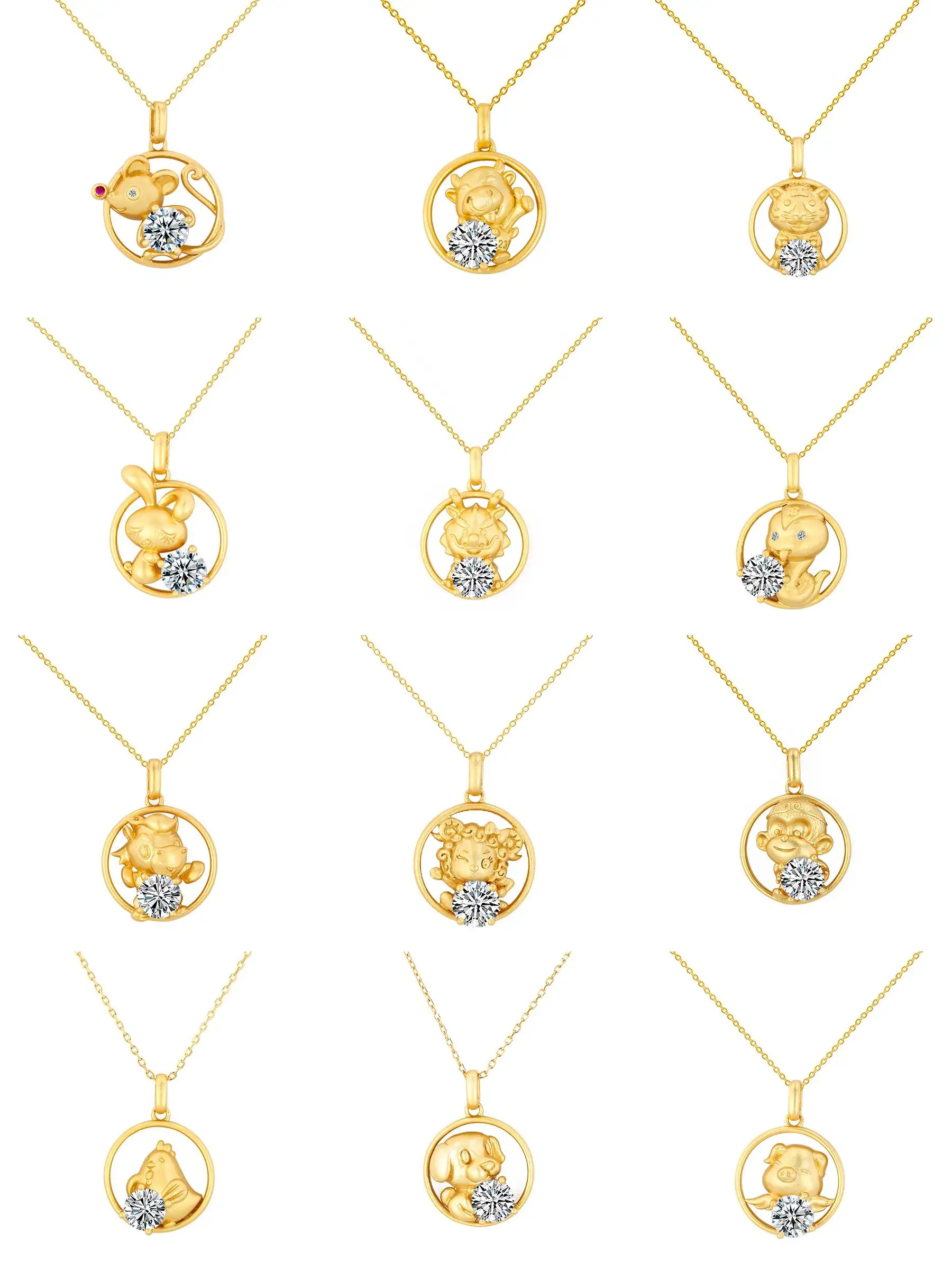 Chinese Zodiac Signs S925 Sterling Moissanite Necklace For Present