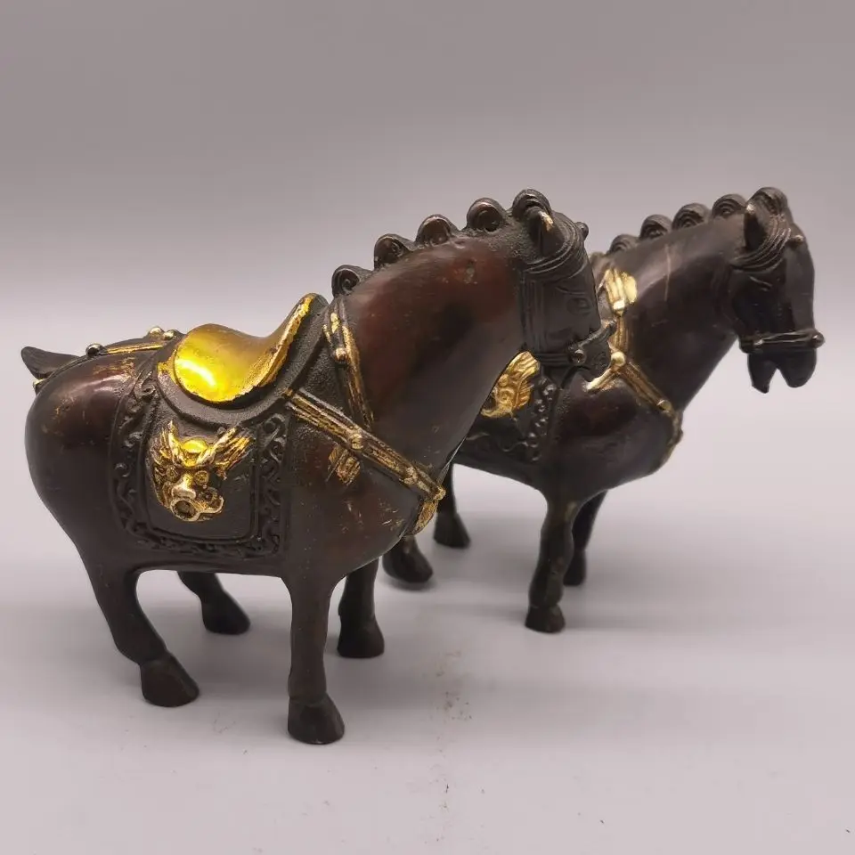 Antique bronze, antique gild, sweat and blood, BMW Tang 2pc Horse is dignified and high-quality, full of color