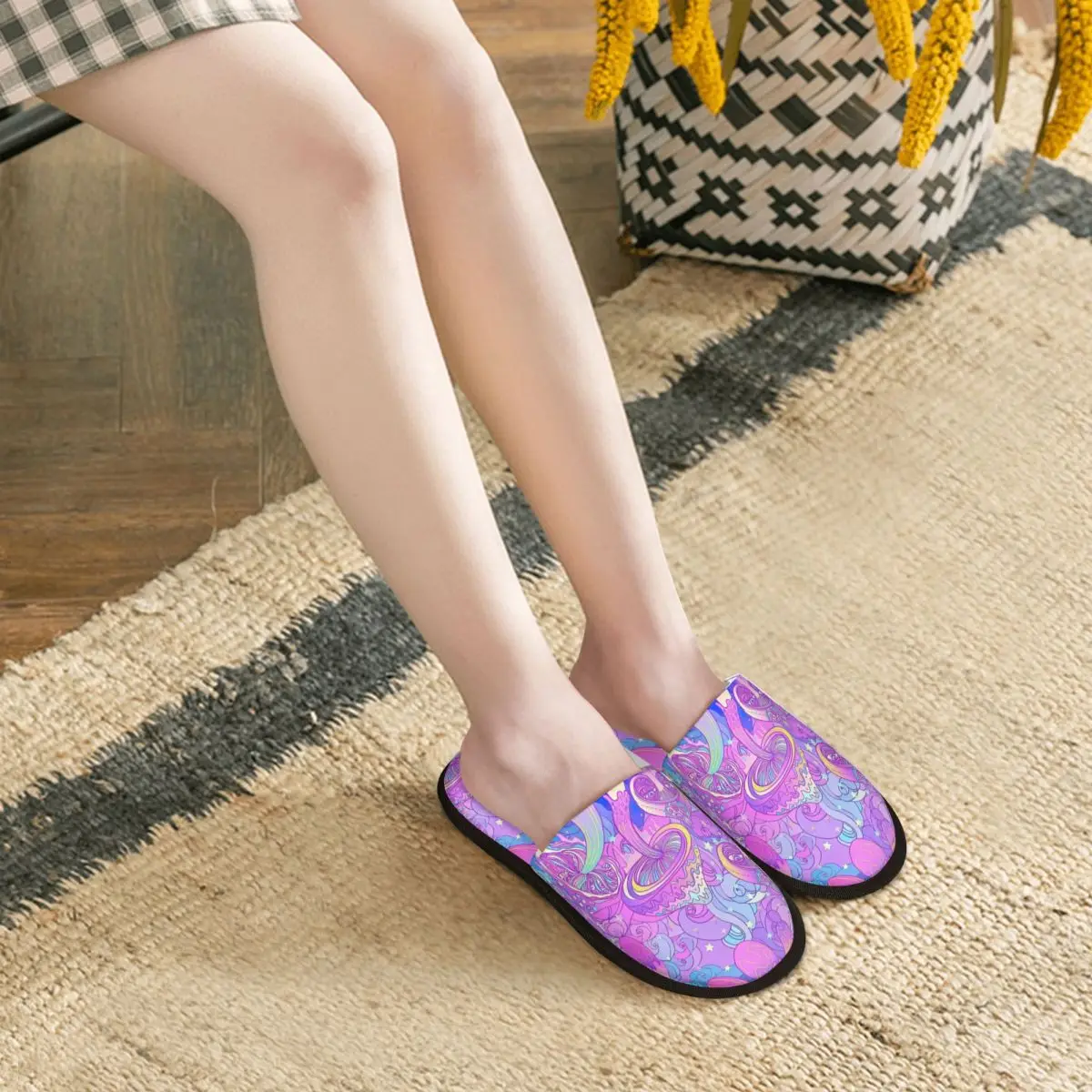 Sandal wanita Memory Foam lembut hangat, sandal rumah