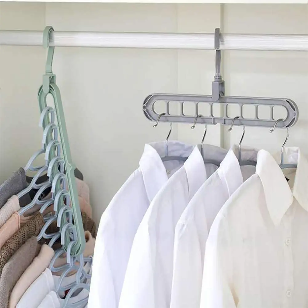 

9-hole Clothes hanger organizer Space Saving Hanger multi-function folding magic hangers drying Racks Scarf clothes Storage