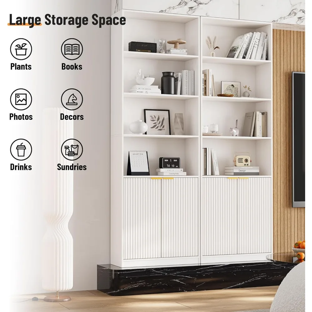 ตู้หนังสือ 7 ชั้น สูง 72 นิ้ว พร้อมบานประตู ชั้นวางของตั้งพื้น ชั้นวางของตกแต่งบ้าน