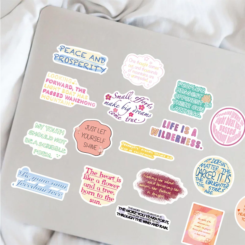 50 STKS Mooie Motiverende Engelse Zinnen Sticker Laat Je de Meer Schitteren Je Werkt de gelukker U Krijgen Creatieve Decoratie