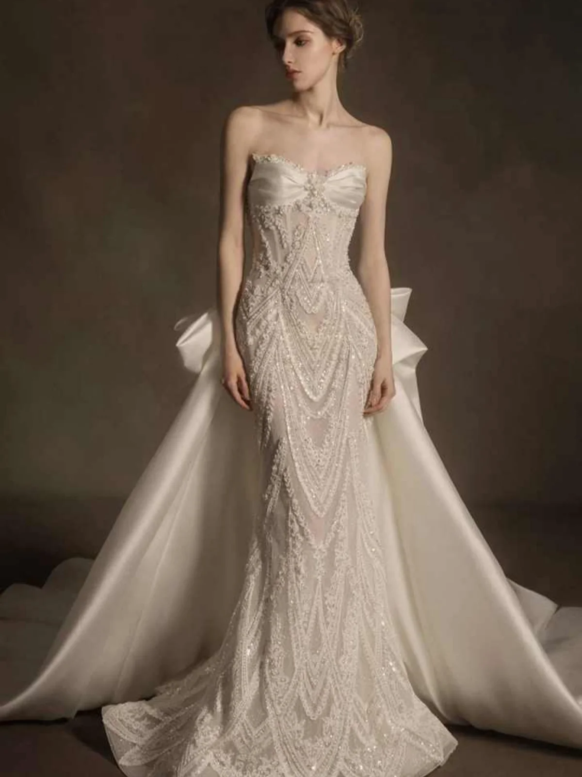 Vintage Strapless Mermaid Wedding Dresses Beaded Sequins Sleeveless Bridal Gowns Customized Vestidos De Novia