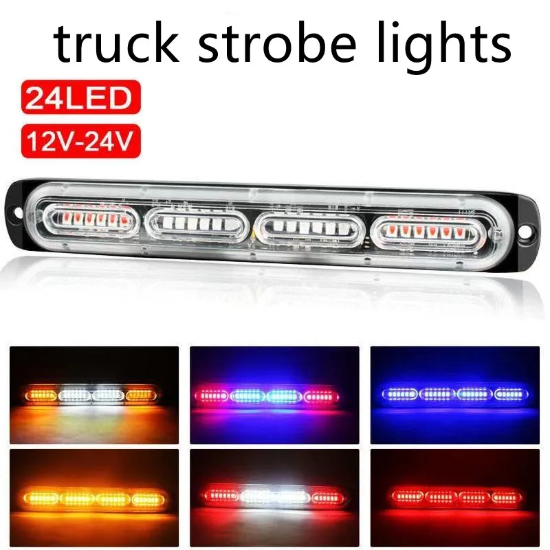 

1PCS 24 lights ultra-thin strobe side lights motorcycle rear tail lights pickup truck side lights car truck side lights 12-24v