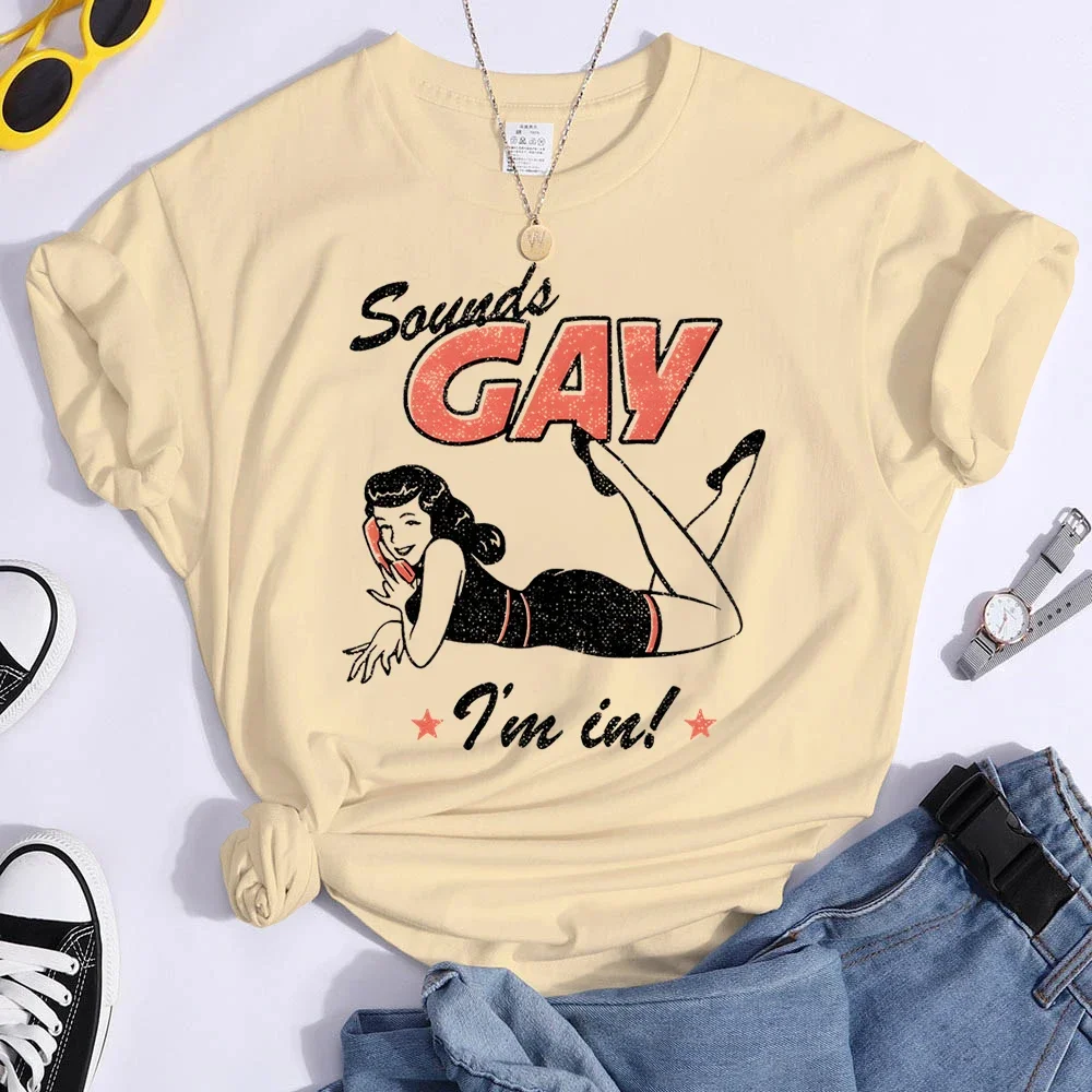 

Vintage LGBT T Shirt Sound Gay Funny Tees Personality Y2k Tops Pride Month Lesbian Bisexual Shirts Fashion Casual Female T Shrit