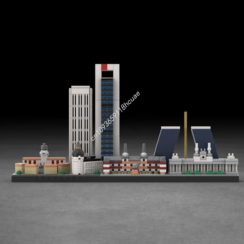 633 elementy MOC Madryt Skyline Architektura Model z Klocków Prezent na Boże Narodzenie Zabawki Edukacyjne dla Dzieci na Urodziny