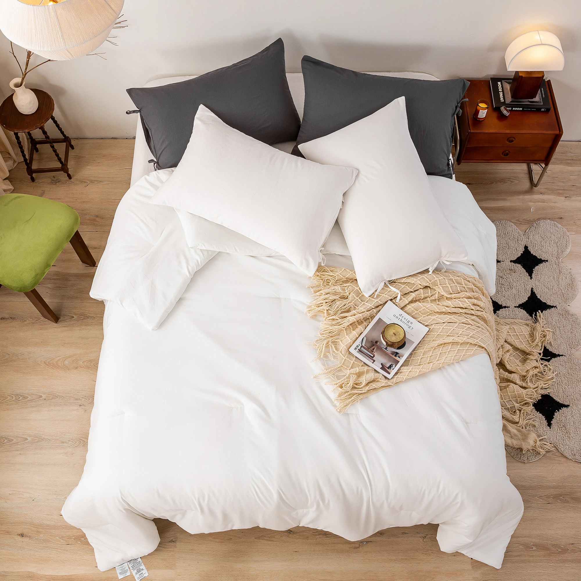 

King Size Comforter SetsUltra-Soft , Comfy Washed Poly cotton 3 Piece Comfort Fluffy, Lightweight but Warm All Season