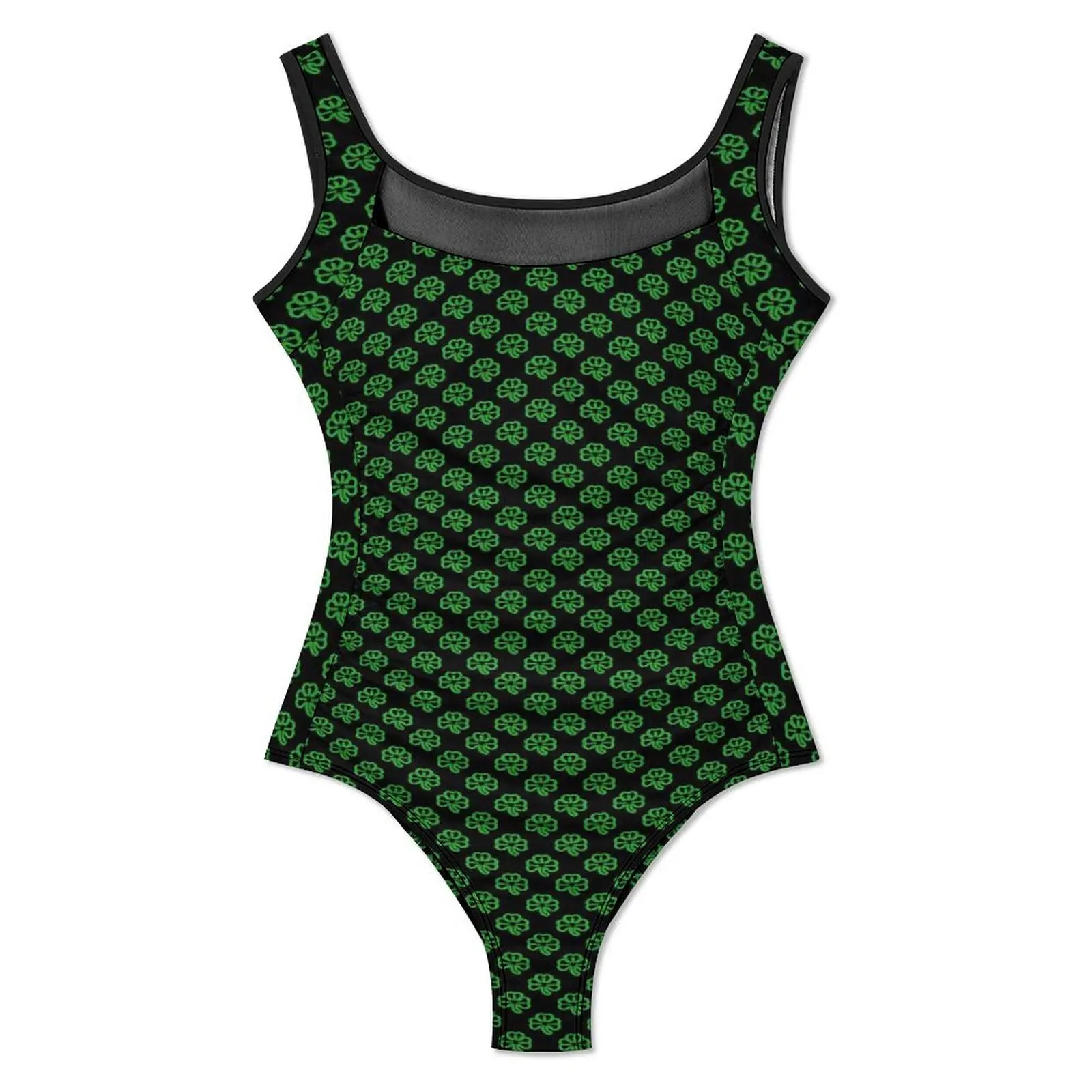 Green Clover Shamrock Swimsuit Sexy Irish St Patricks Day Ladies Swimwear One Piece Fashion Swimsuits Push Up High Cut Beachwear