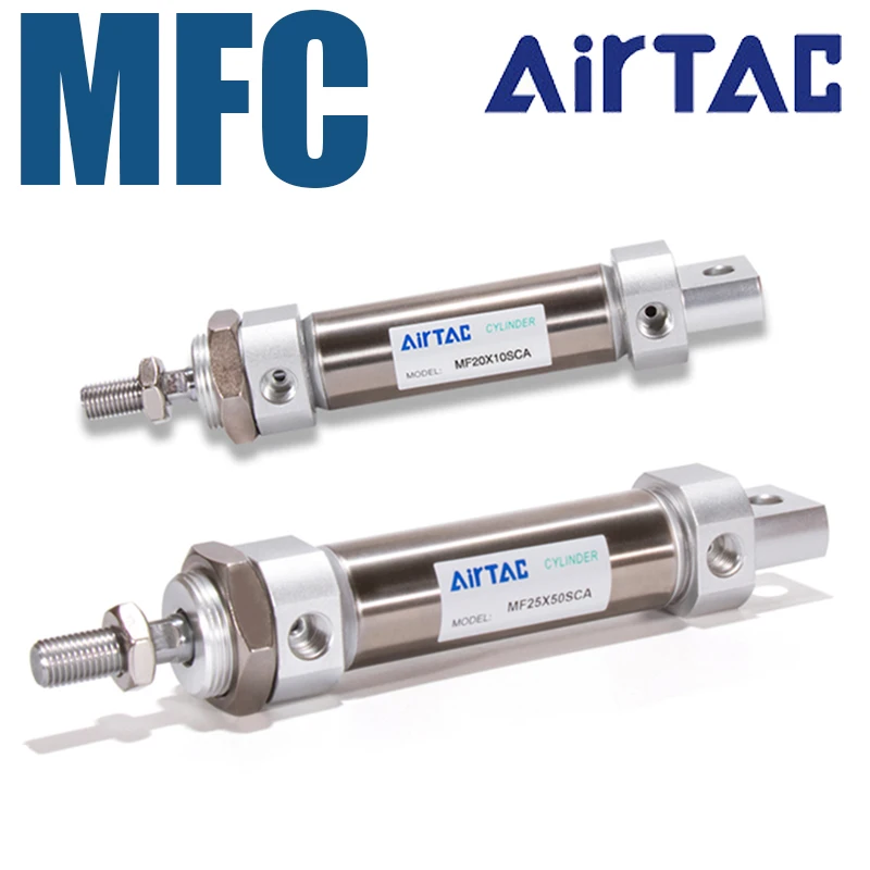 AirTAC  Pneumatic Mini Cylinder MFC 20/25/32/40-25/50/75/175/500-SCA/SU/SCM Double Action Buffer Stainless Steel Cylinder