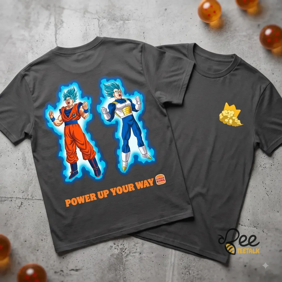 Burger King X Dragon Ball Super Goku Vegeta Power Up Your Way Collection 2026 Summer Men's and Women's Pure Cotton T-shirt