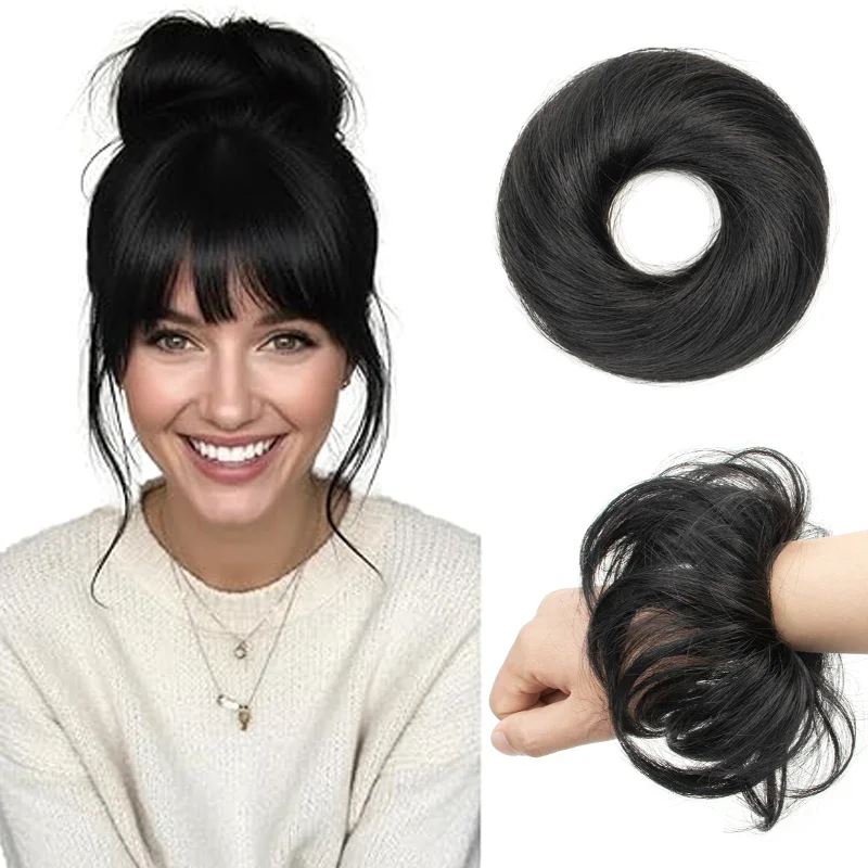

Женщины ежедневно используют пончик бун CHIGNON прическа 100% реальные человеческие волосы SCRUNCHIE UPDO расширений удобно носить в течение всего дня