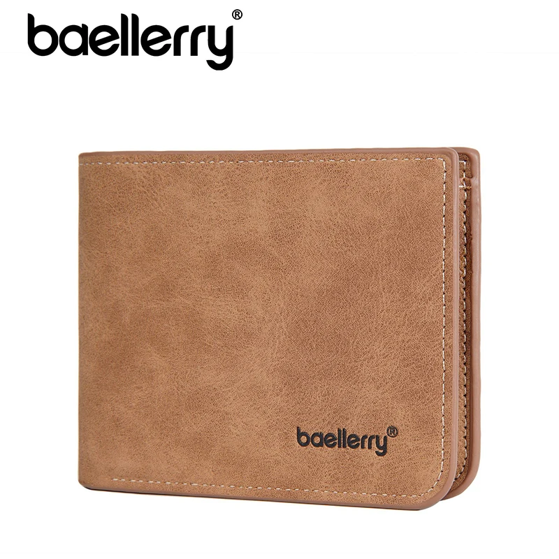 Baellerry New Men Wallets Classic Short Card Holder Brand Male Purses Photo Holder Simple Slim Men Money Clips