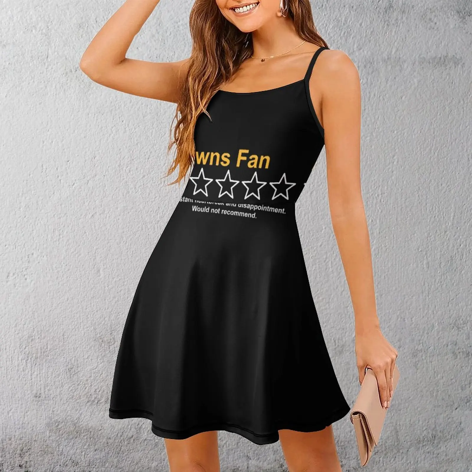 

Browns Fan Heartbreak Review Women's Sling Dress Novelty Exotic Woman's Clothing Humor Graphic Cocktails Suspender Dress