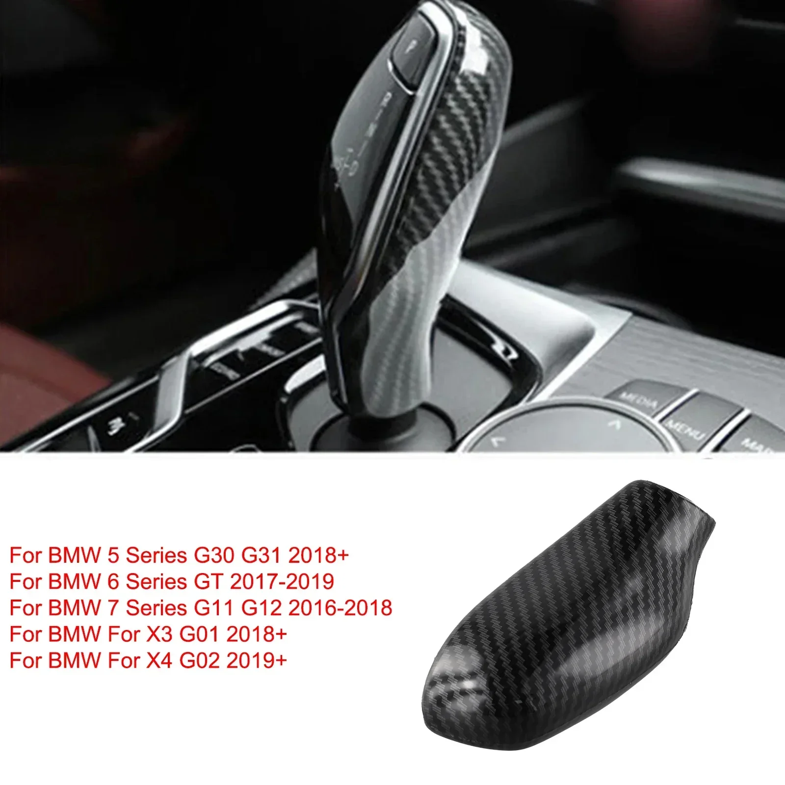 1pcs for BMW 5/6/7 Series G30 G31 G11 G12 LH models Carbon Fiber Gear Shift Knob Trim Covers Automobiles Interior Accessories