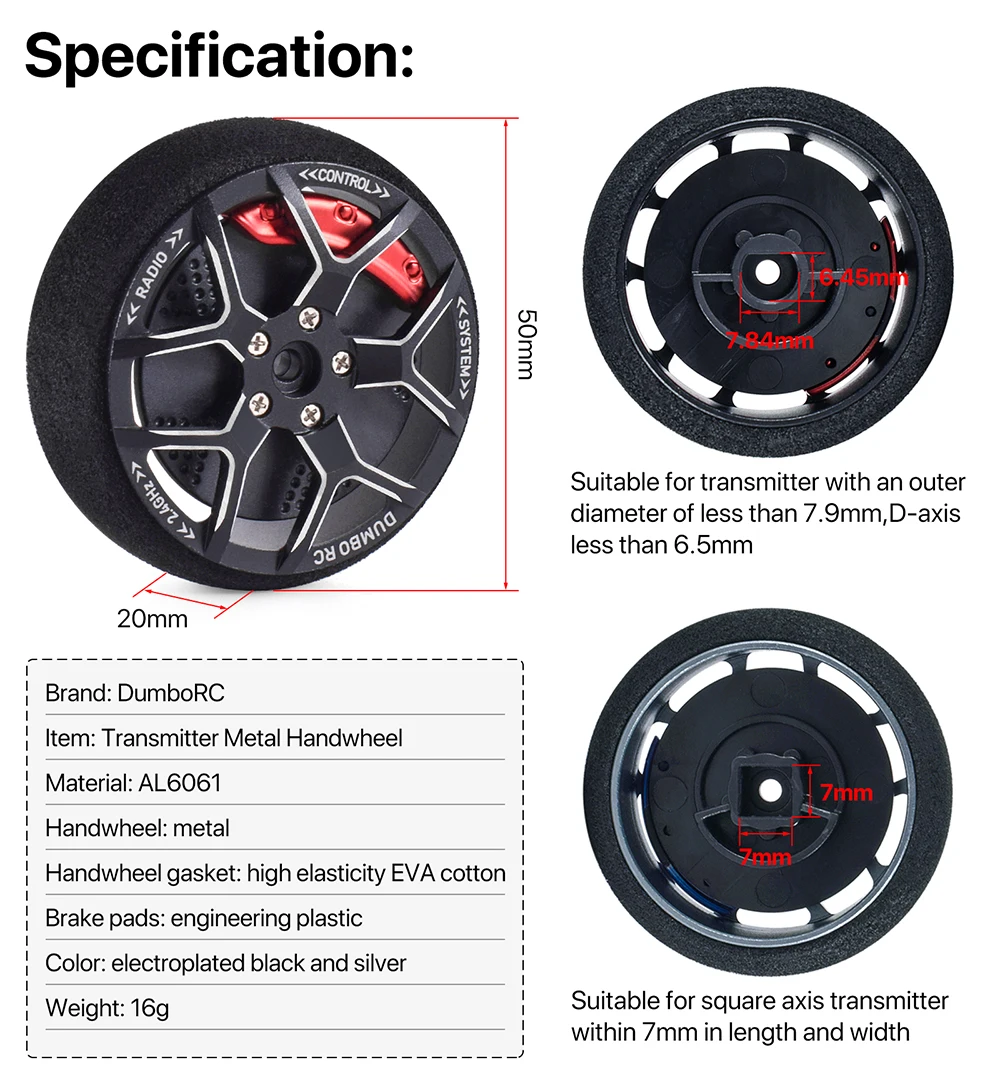 DUMBORC Remote Control Metal Handwheel Steering Wheel with Foam For DUMBORC RadioLink Gun RC Universal Transmitter Upgrade
