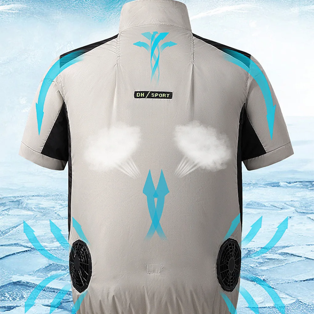 Summer Ice Vest Men’s Fan Jacket Refrigeration Air Conditioning Clothing Outdoor Heat Protection Fishing Work NO Power bank