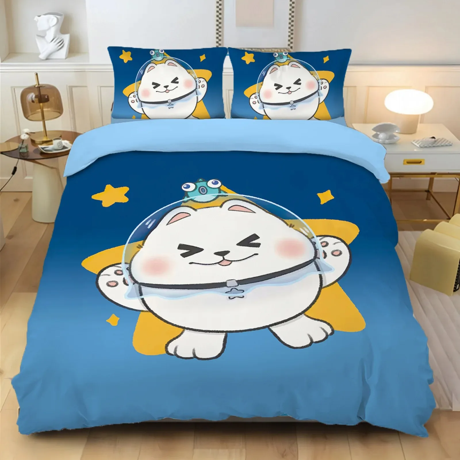 

Games Eggy Party Bedding Set Cartoon Eggy 3D Printing Quilt Cover,Game Themed Children's Room Decoration Kit Single Twin Full