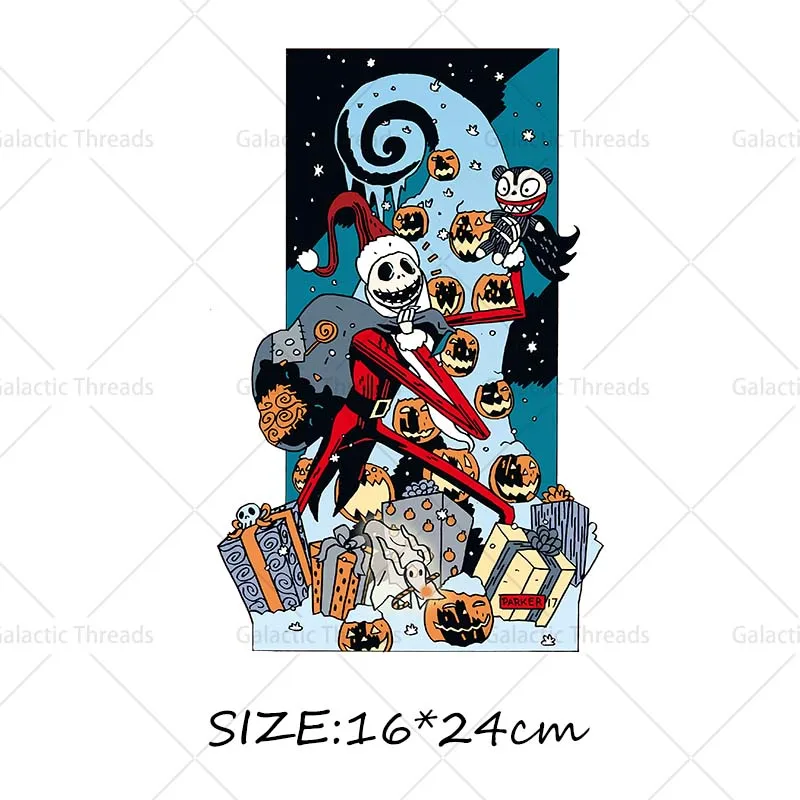Jack and Sally The Nightmare of Christmas Iron on Decals Heat transfer Prints For Clothes Thermal Stickers on Tshirts