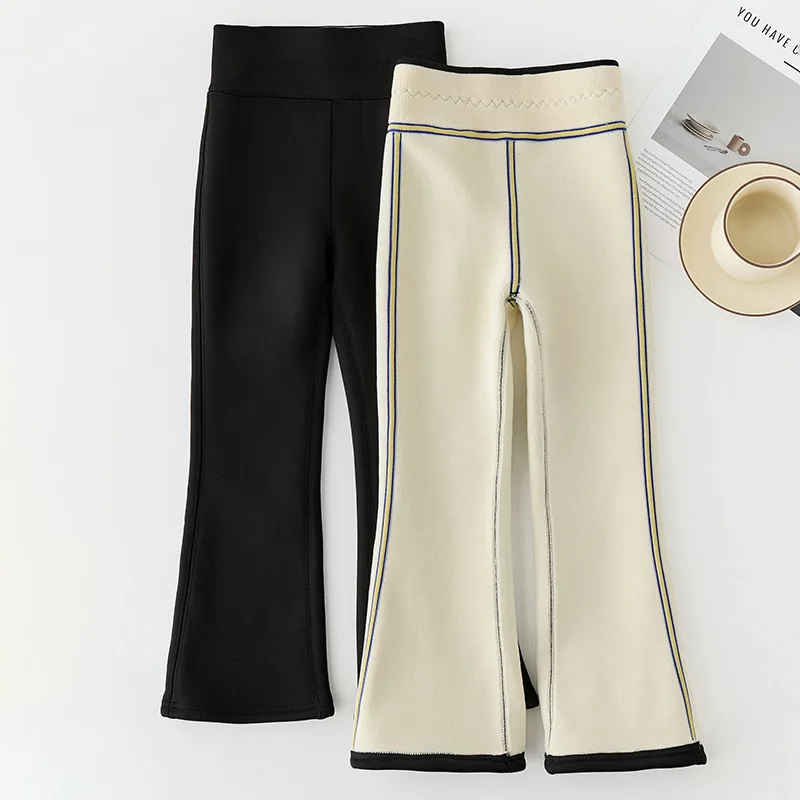 

Girls Thermal Fleece Lined Flare Leggings High Waisted Bell Bottom Kids Warm Yoga Pants Preppy Winter Clothes Thick Tights