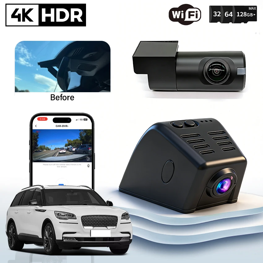 

Видеорегистратор Plug and Play HD 4K с ночным видением для Lincoln AVIATOR, NAUTILUS, NAVIGATOR, CORSAIR, с Wi-Fi и управлением через приложение.