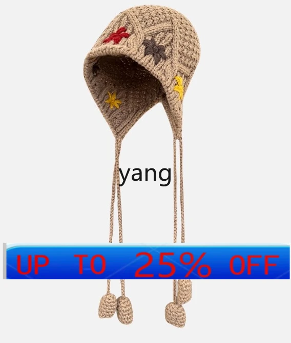 

LMM handmade crochet long braids knitted hood for girls to keep warm in autumn and winter