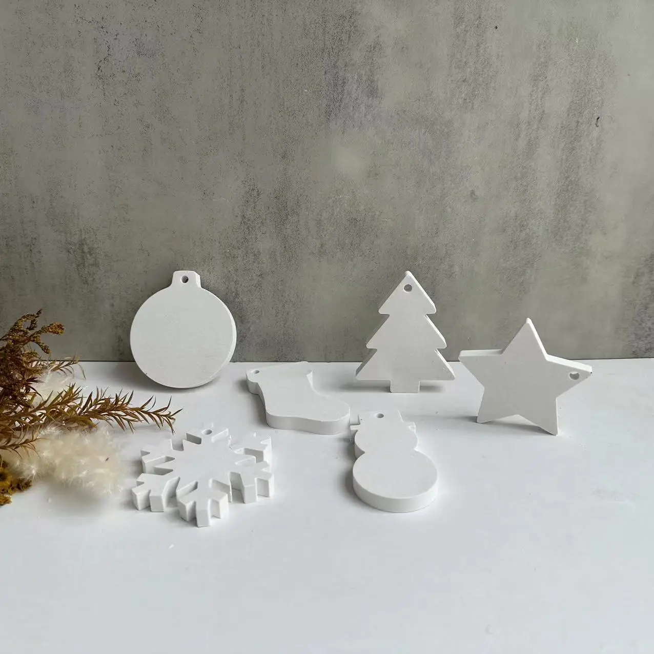 Christmas Hanging Sign Silicone Mold Bell Socks Snowflake Pentagram Christmas Tree Plaster Moulds