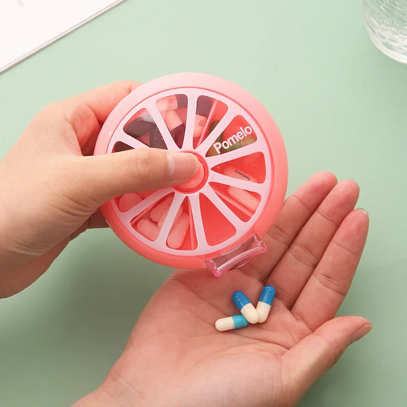 Portable Round Shape Small Medicine Pill Box Portable 7 Days Weekly Travel Medicine Holder Tablet Storage Case Container