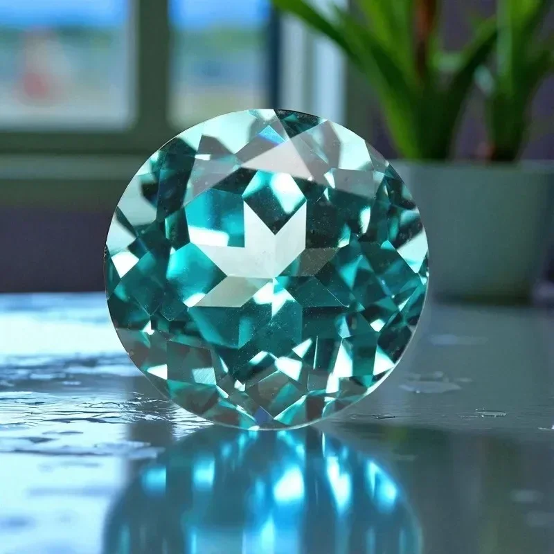 

P P H-Lab Paraiba 100 Faceted Cut Round Shape Lab Grown Gemstone for Diy Jewelry Making Materials Selectable AGL Certificate