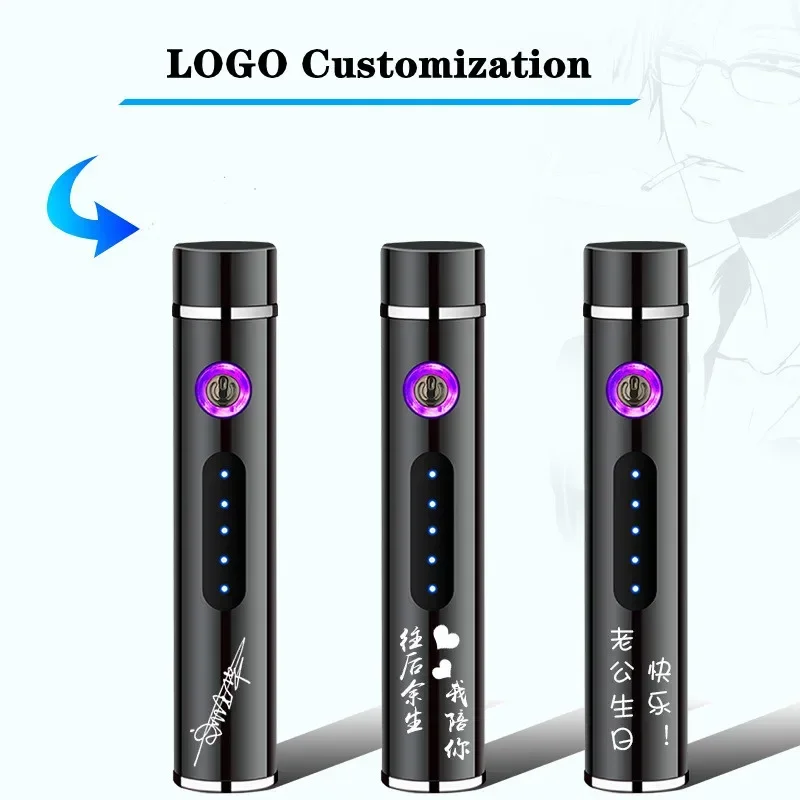 Mini Cylindrical Double Arc USB Plasma Windproof Lighter Touch Sensing Metal Pulse Flameless Cigarette Lighter Men's Gift - Image 5