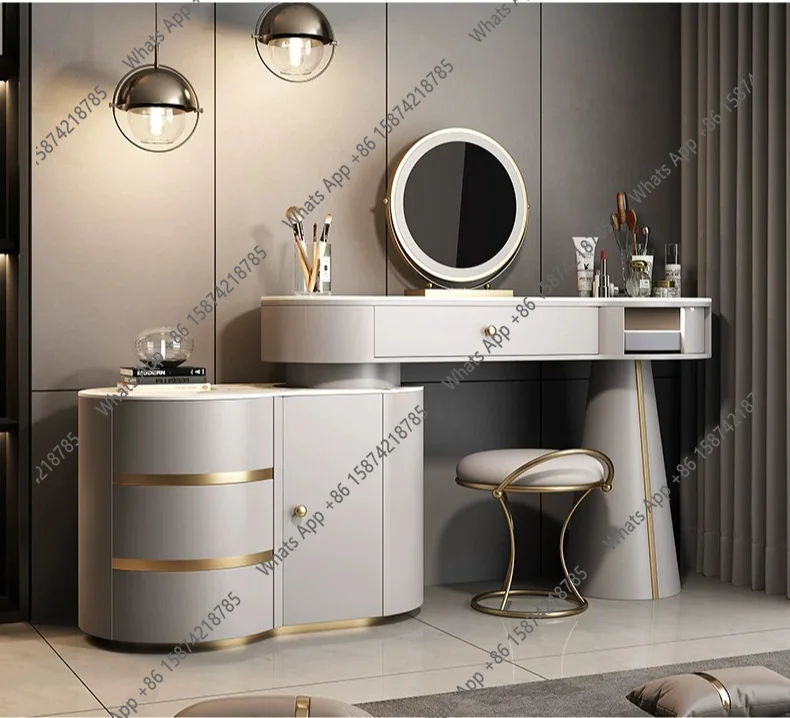 

Retractable light luxury dresser bedside table integrated high-end chest cabinet makeup table bedroom simple