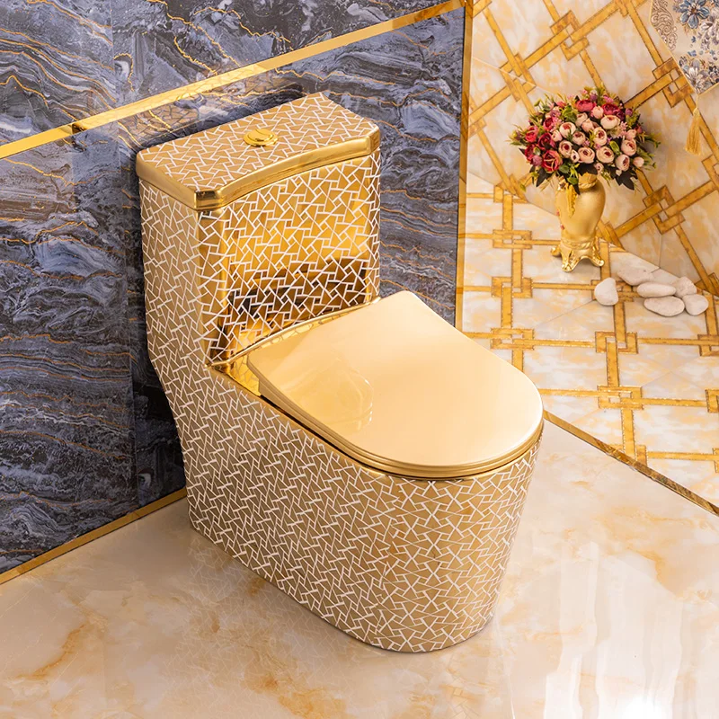 

European Entry Lux Color Gold Domestic Toilet Golden Toilet Art Toilet Water-Saving Deodorant Splash-Proof