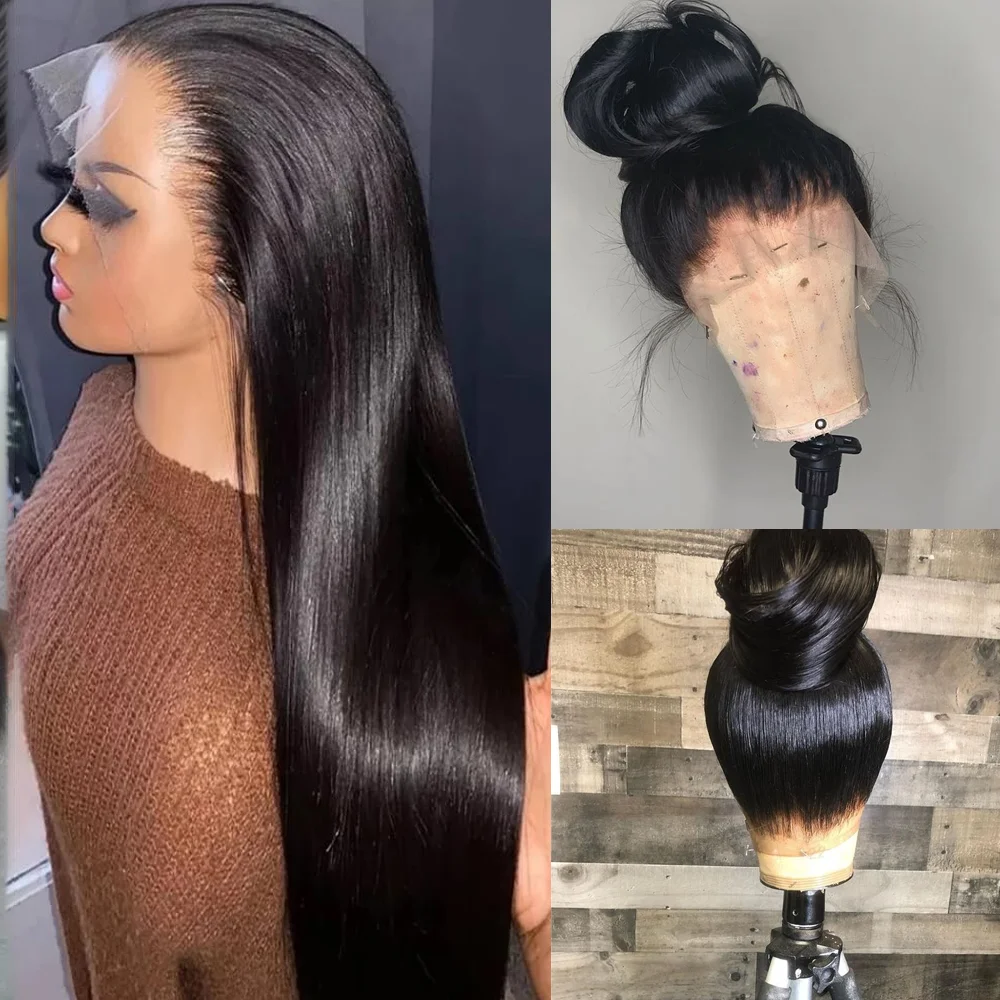 

40 Inch 360 Full Lace Wig Straight Human Hair Wigs 250% Density HD Transparent Lace Front Wigs Pre Plucked Human Hair For Women
