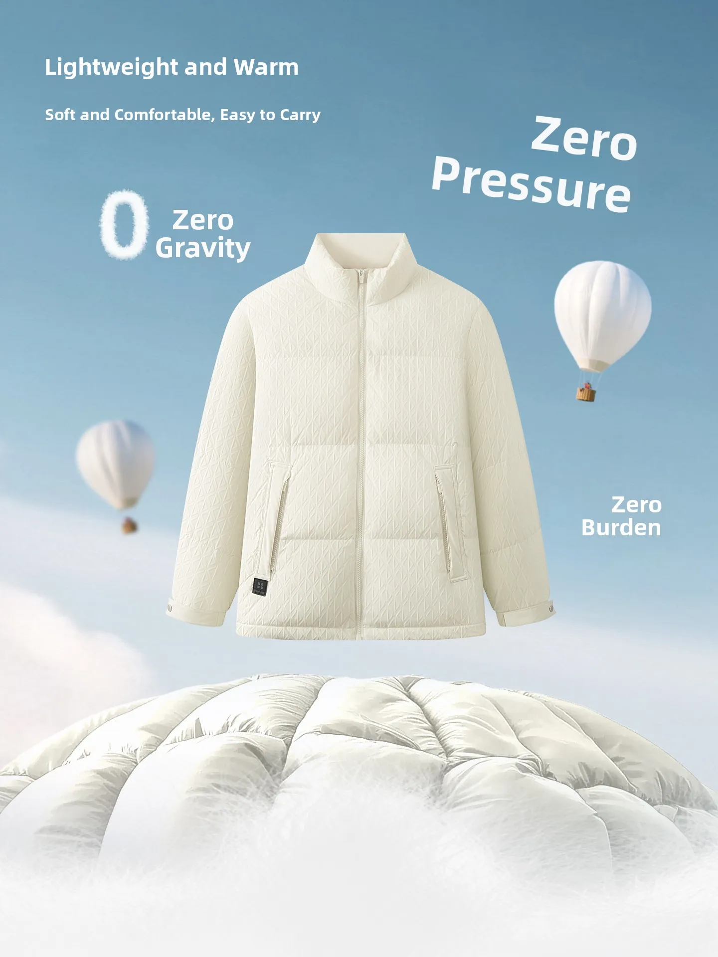 Hodo Men's Thickened Warm Bread Coat Stand Collar Commute Style Polyester Fiber down Jacket Youth And Middle-aged Suitable