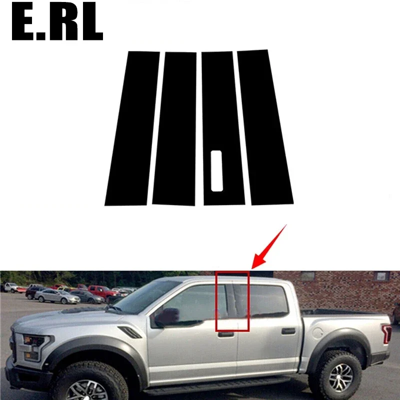 

4 шт. глянцевые черные наклейки на стойки дверей и окон, декоративные накладки, аксессуары для автомобиля Ford F-150 2015-2023 гг.