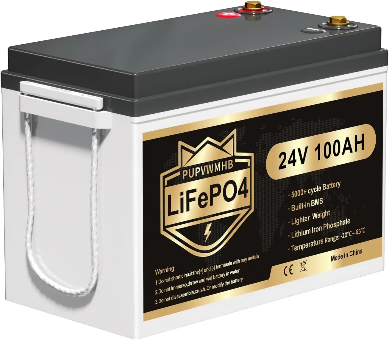 24V Lithium Battery, 2560W Load Power, Up to 15000 Deep CycleBuilt-in 100A BMS, Perfect for Trolling Motors, Marine, RV, Boat,