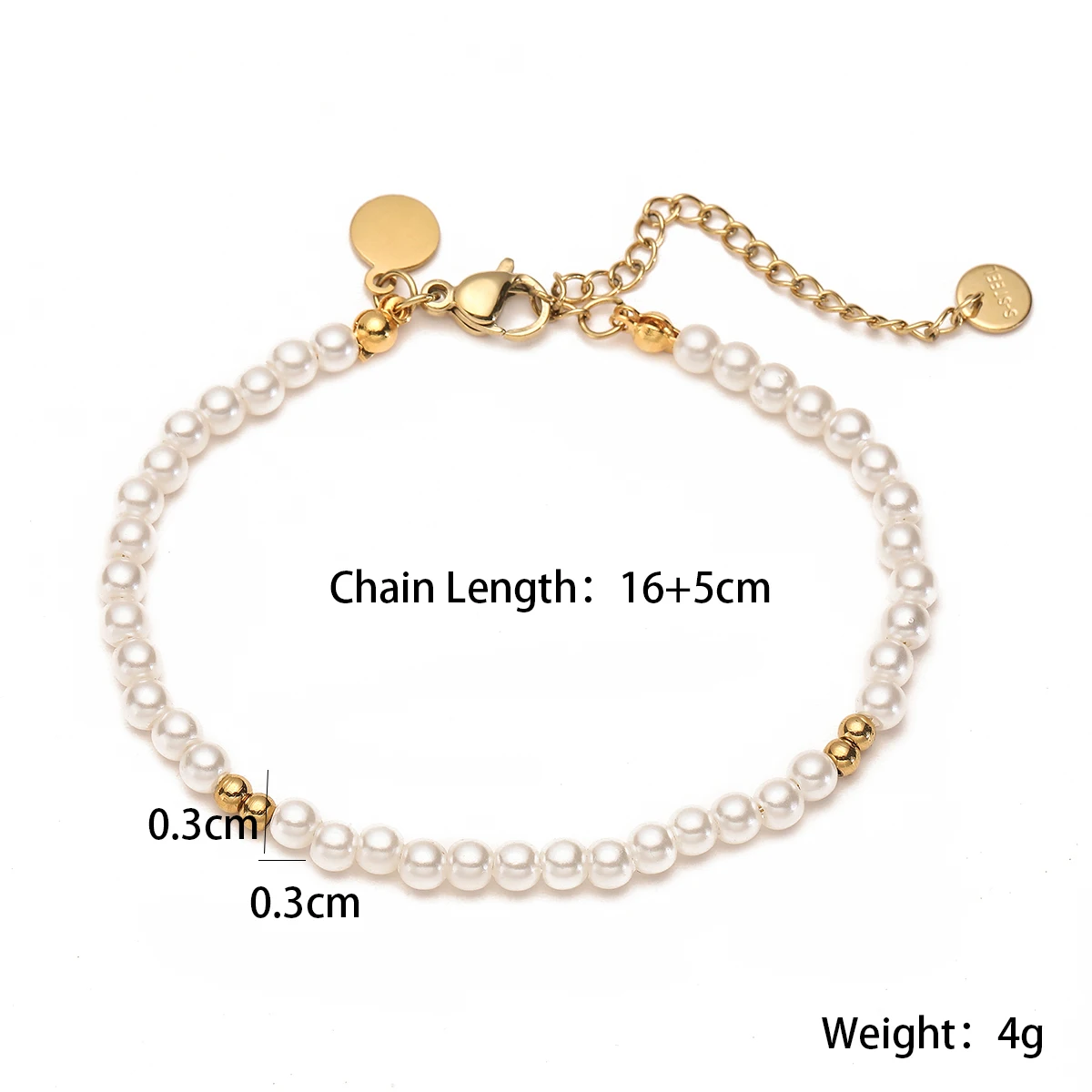 2026 New Arrival Gold Color Stainelss Steel Beads Pearl Bracelet For Women Daily Jewelry Accessories