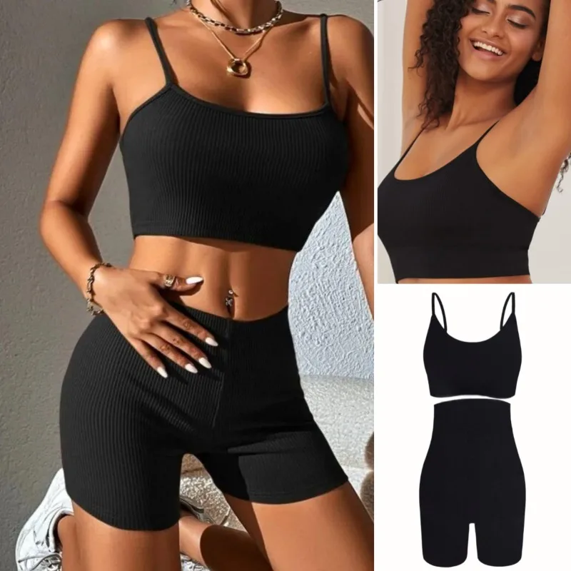 

Hot Selling High Waist Caestus Hip Lifting Shock-absorbing Bra Seamless Thread Fitness Elastic Yoga Outdoor Sports Set 2pc