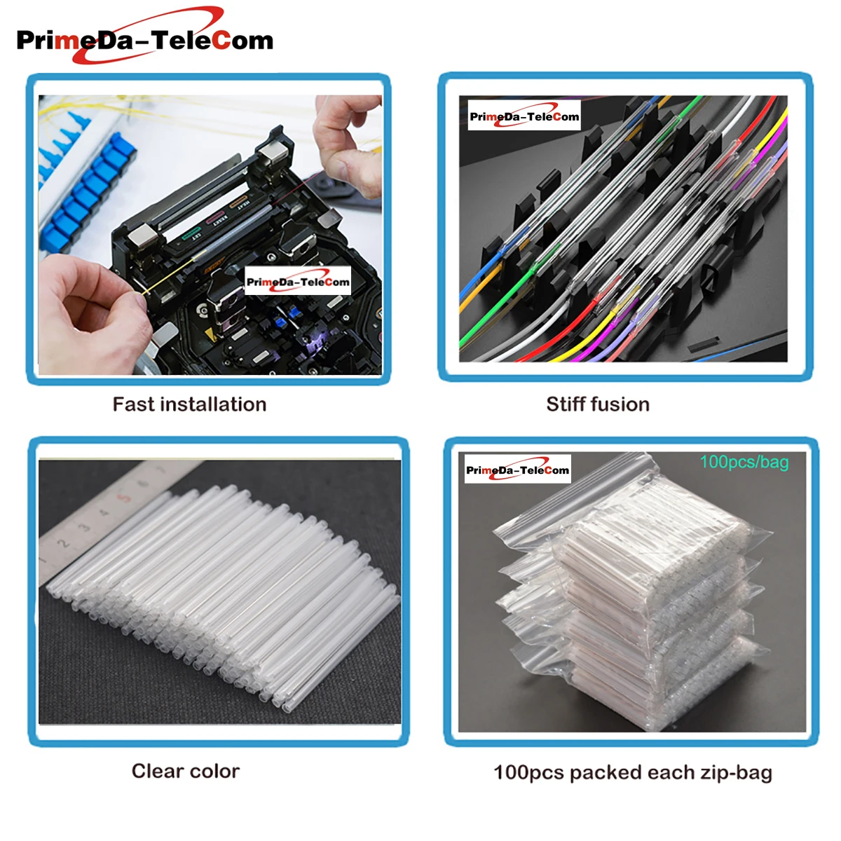 1000PCS Mini Fiber Optic Fusion Splice Protection Sleeve 40mm 45mm, Fiber Splice Sleeves OD2.2mm,OD1.9mm heat shrink splice tube