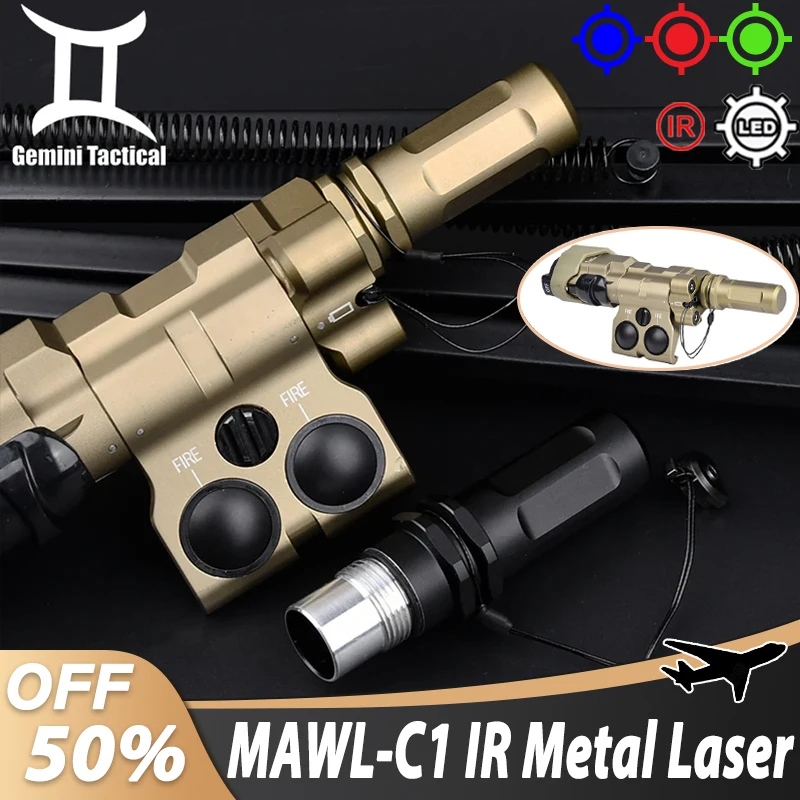 Tactical MAWL-C1 Upgraded CNC Metal Red Green Blue Dot Laser Sight IR Illumination Airsoft Hunting Laser With Battery Tail Cover