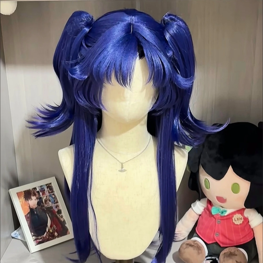 Perruque de cosplay anime Hayase Yuka, double queue détachable, filet interne rose, en fibre synthétique résistante à la chaleur, avec cuir chevelu simulé