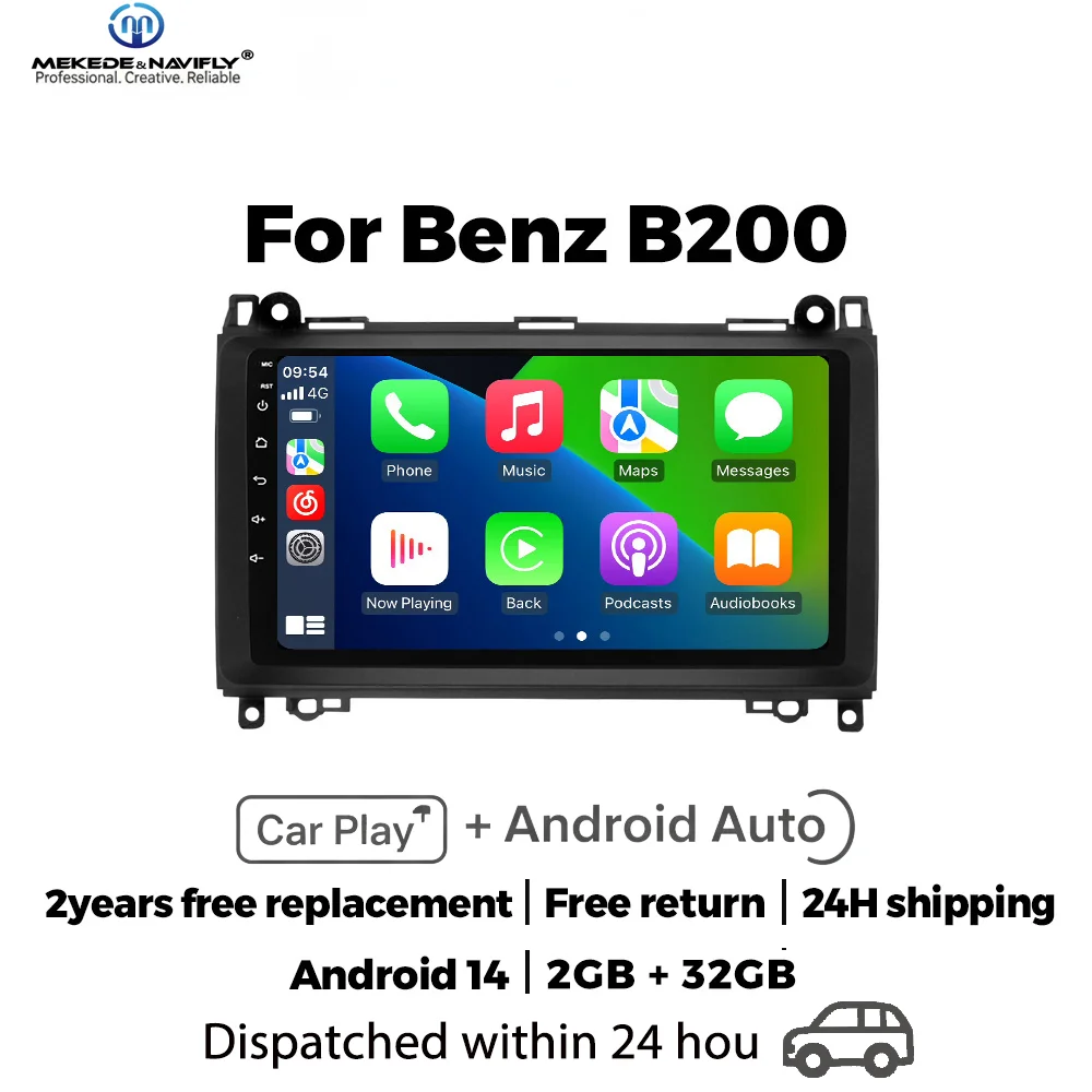 MEKEDE&NAVIFLY 2 Din Car Radio Carplay Multimedia player For Mercedes Sprinter Benz B200 Vito W639 Viano B Class W169 W245 W209