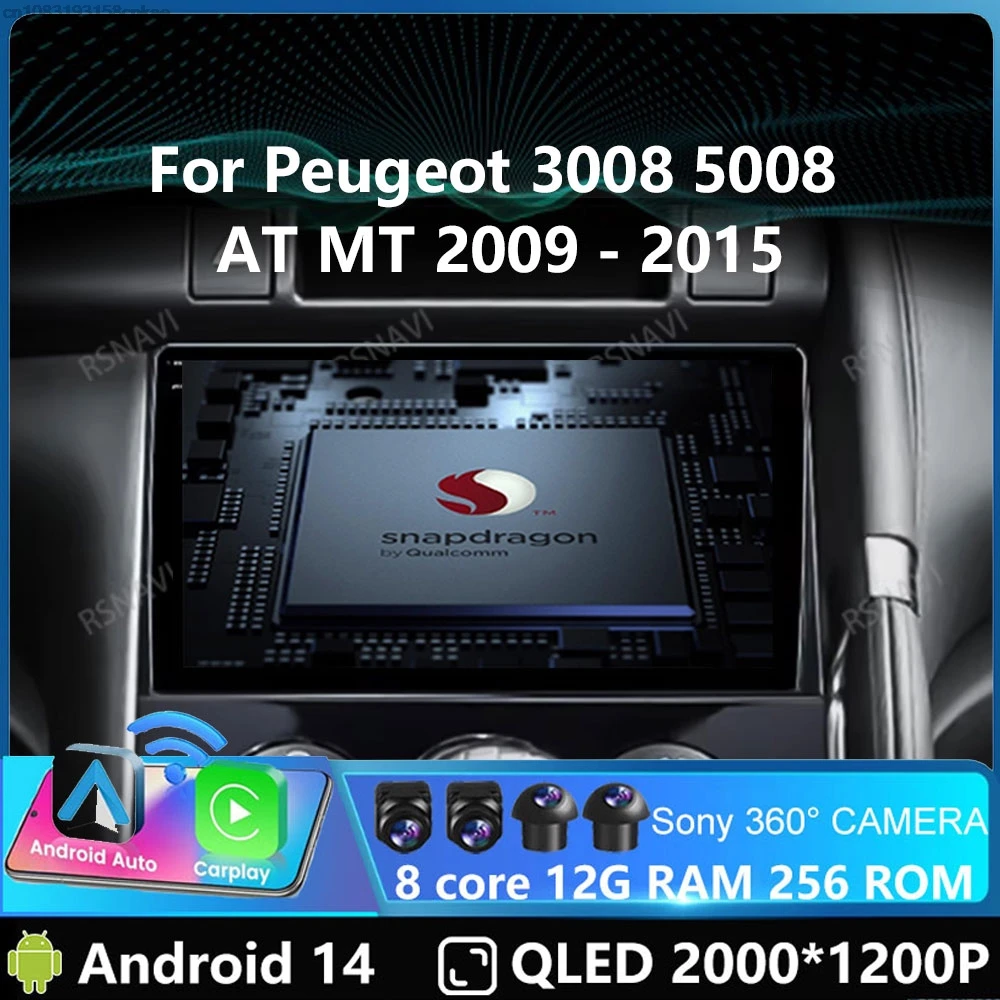 

Car Radio Andoird 14 For Peugeot 3008 5008 AT MT 2009 - 2015 Viedo Player GPS DSP 4G LTE Navigation DVD Wireless Carplay Auto