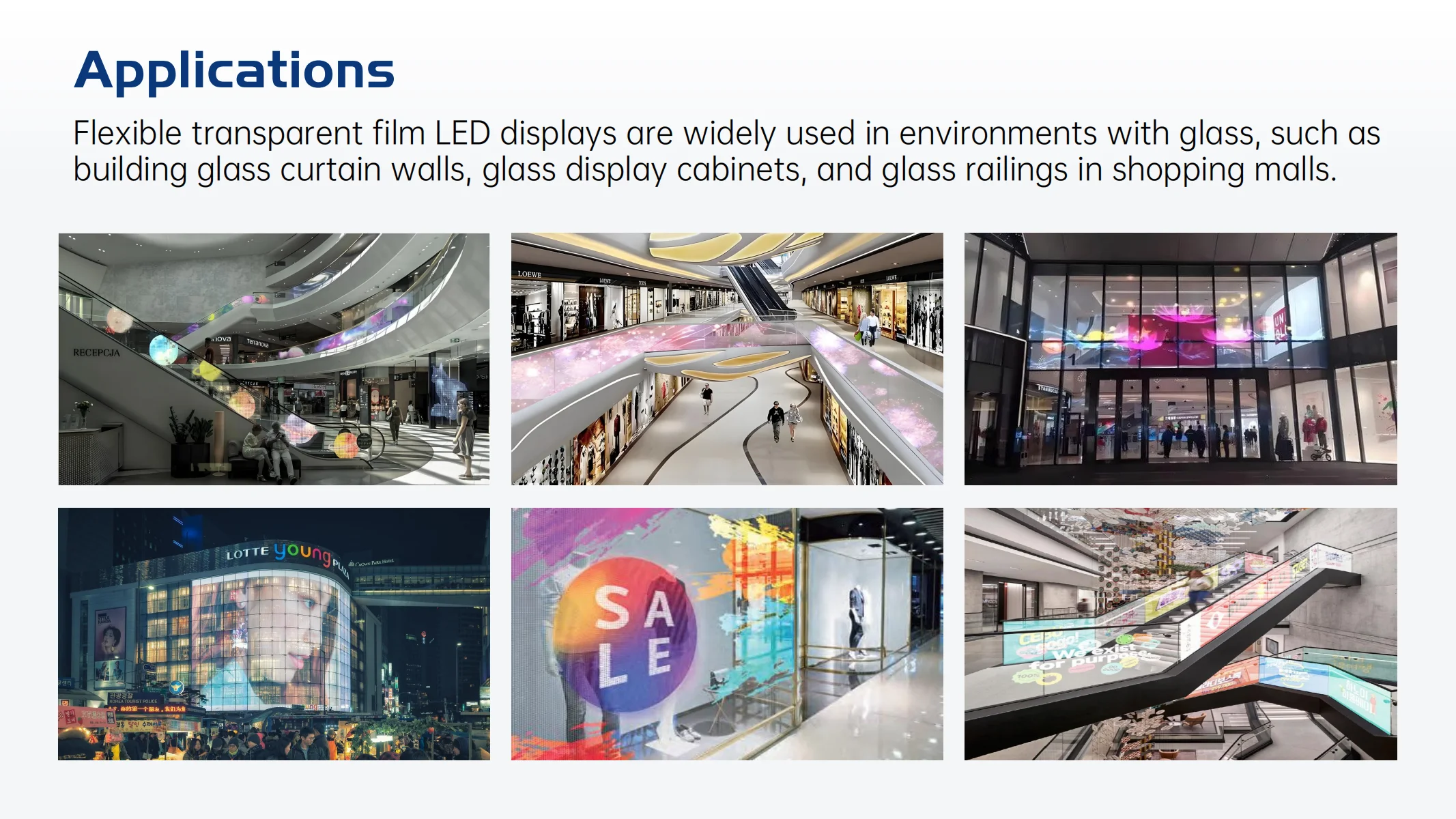 Customizable Adhesive Transparent LED Film Screen Shopping Mall Window Film P10 Smart Display with HDR10+ and 4K/8K Resolution