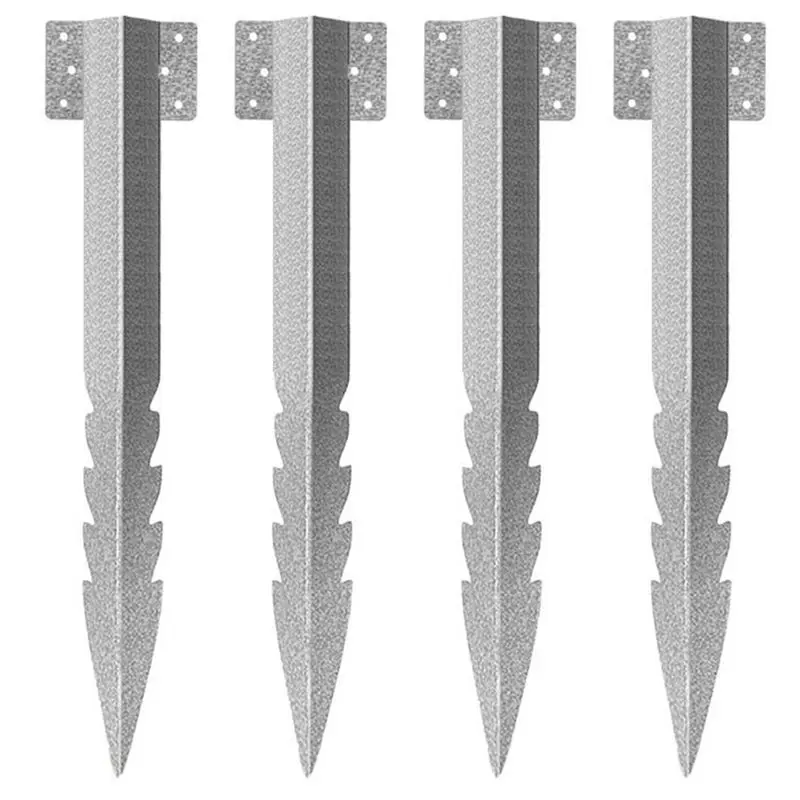 ABNM Galvanised Steel Fixing Pegs 4Pcs Heavy Duty Straight Edge Timber Stakes Railway Sleepers Brackets