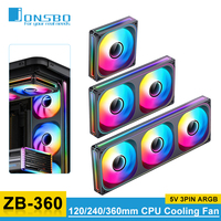 Jonsbo ZB-120/240/360 Computer Case Fan 5V ARGB 120mm Water-Cooled CPU Cooling Fan PWM ZB-360BR Forward/Reverse Fan Kits