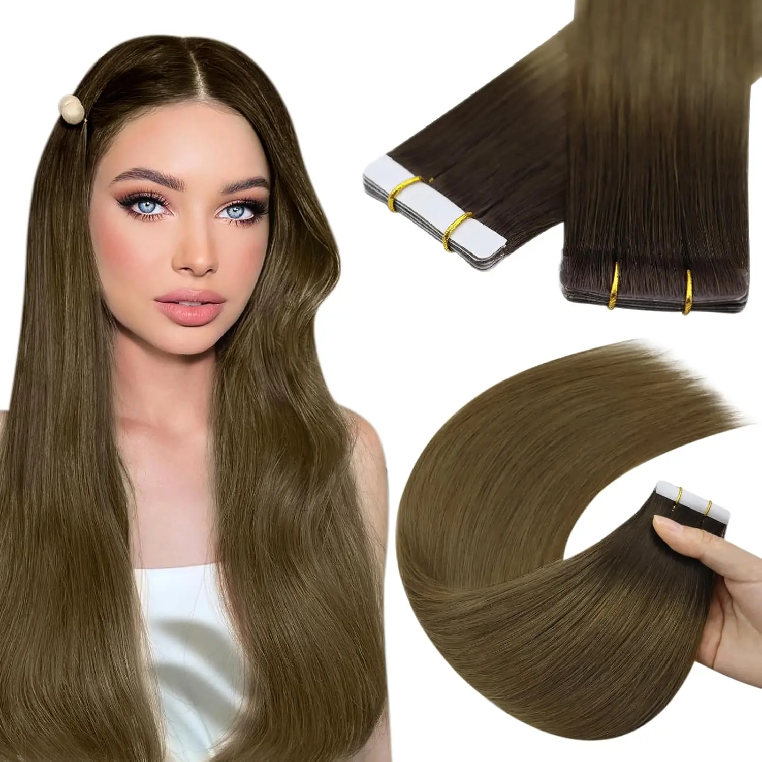 [Last 12 Months] YoungSee Injection Tape Hair Extensions Seamless Tape Hair Injected Brazilian Hair Invisible Natural Hair