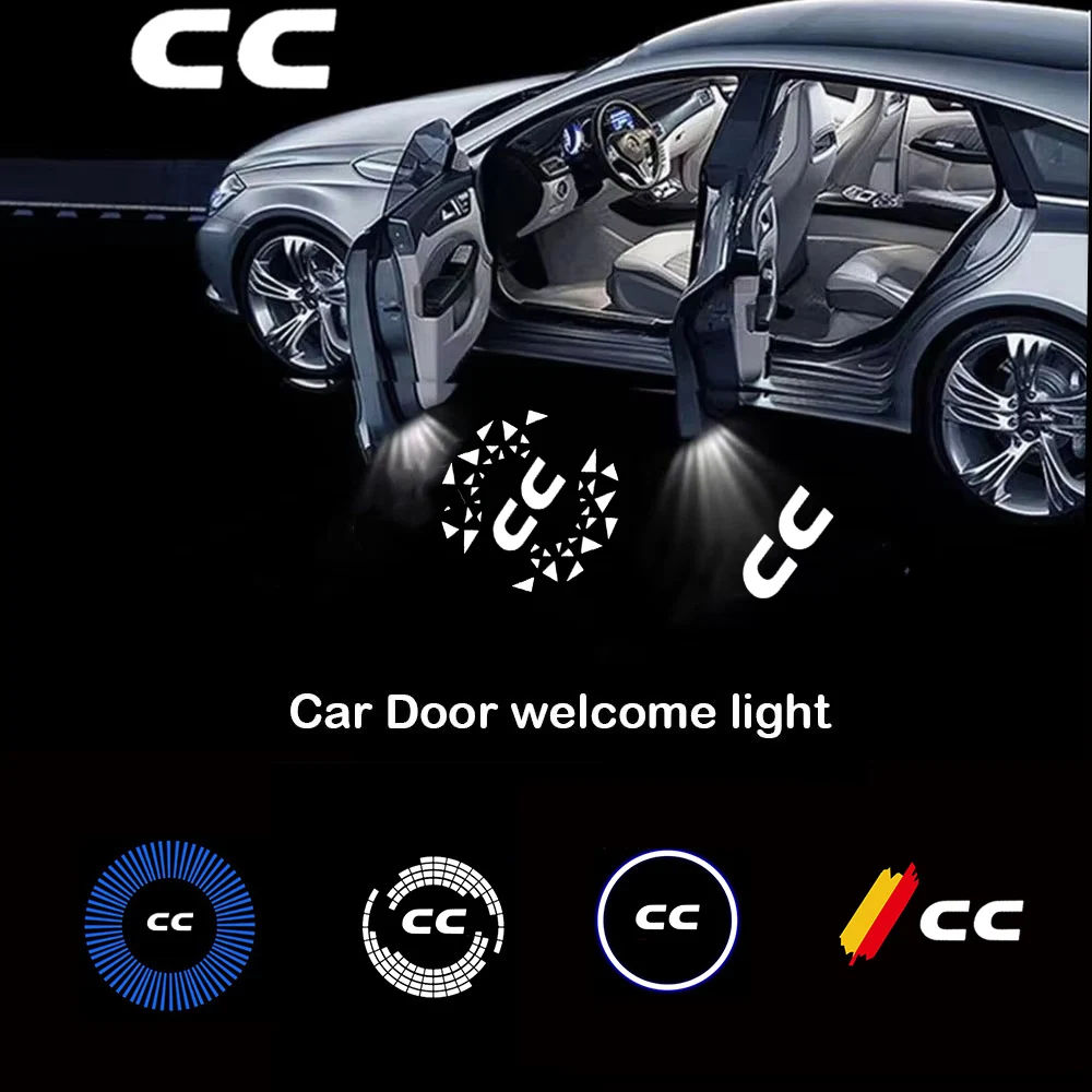 2Pcs For Volkswagen VW CC 2009‑2021 LED Car Door Welcome Light HD Projector Lamp Ghost Shadow Atmosphere Lamp Auto Accessories