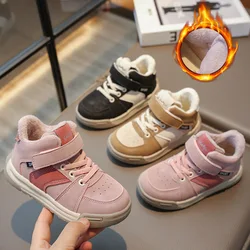 Children Shoes Girls Patchwork High Top Cotton Shoes Boys Soft Sole Non-slip Sport Sneakers Size 26-36